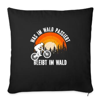 Mountainbike Wald Trail Waldweg Biker Downhill - Sofakissenbezug 45 x 45 cm - Schwarz - Vorne
