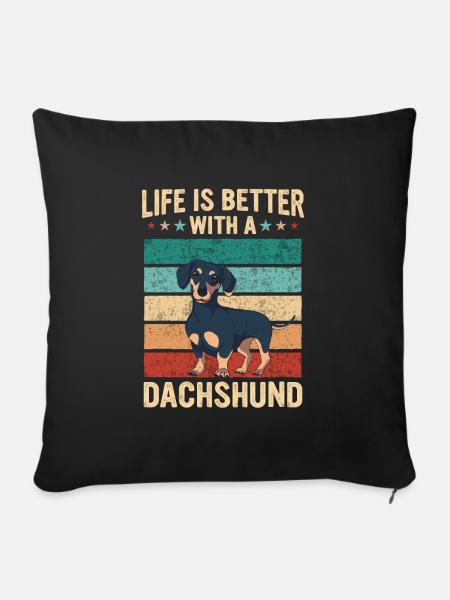 Dackel Hund - Sofakissenbezug 45 x 45 cm - Schwarz