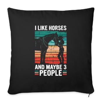 Horse Horses Riding Horse Riding Jumping - Sofa pillowcase 17,3'' x 17,3'' (45 x 45 cm) - black - Front