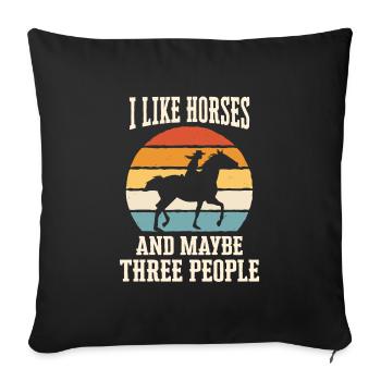 Horse Horses Riding Horse Riding Jumping - Sofa pillowcase 17,3'' x 17,3'' (45 x 45 cm) - black - Front