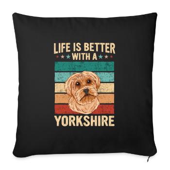 Chien Yorkshire Terrier - Housse de coussin décorative 45 x 45 cm - noir - Devant