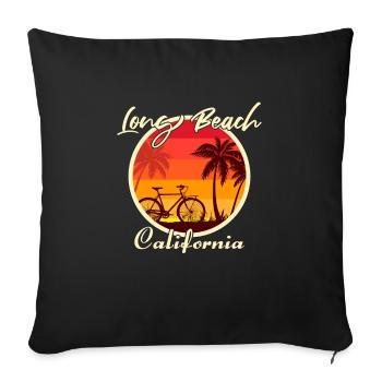 Long Beach California Fahrrad - Sofakissenbezug 45 x 45 cm - Schwarz - Vorne