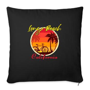 Long Beach California Fahrrad - Sofakissenbezug 45 x 45 cm - Schwarz - Vorne