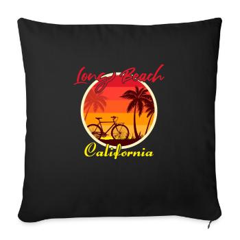 Long Beach California Fahrrad - Sofakissenbezug 45 x 45 cm - Schwarz - Vorne