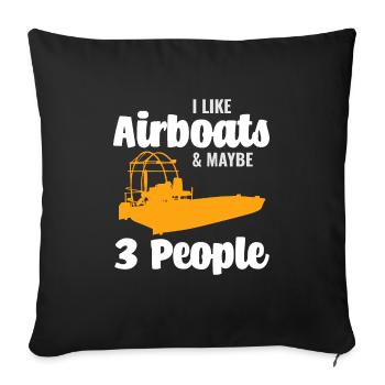 Airboat Fanboat Airboating Planeboat Bateau de marais - Housse de coussin décorative 45 x 45 cm - noir - Devant