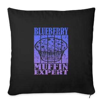 Expert en muffins aux bleuets - Housse de coussin décorative 45 x 45 cm - noir - Devant