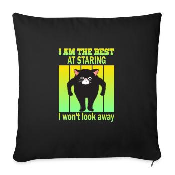 Chat qui regarde - Chats qui regardent - Housse de coussin décorative 45 x 45 cm - noir - Devant