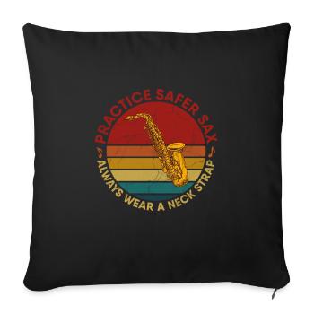 Saxophone Sax Player Jazz Music Woodwind Instruments - Sofa pillowcase 17,3'' x 17,3'' (45 x 45 cm) - black - Front