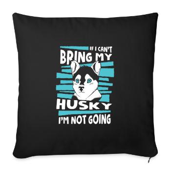 Chien Husky Sibérien - Housse de coussin décorative 45 x 45 cm - noir - Devant