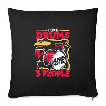 Batterie Batteur Tambour Tambour - Housse de coussin décorative 45 x 45 cm - noir - Devant