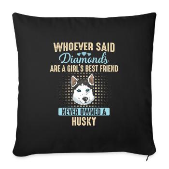 Chien Husky Sibérien - Housse de coussin décorative 45 x 45 cm - noir - Devant