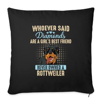 Chien Rottweiler - Housse de coussin décorative 45 x 45 cm - noir - Devant