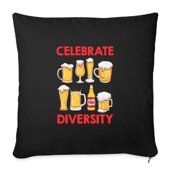 Celebrate Diversity Bier Biertrinker Craftbier - Sofakissenbezug 45 x 45 cm - Schwarz - Vorne