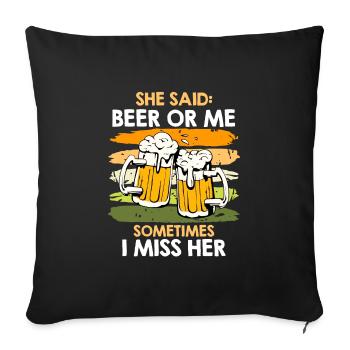 Men Beer Saying Wife or Beer Beer Drinker - Sofa pillowcase 17,3'' x 17,3'' (45 x 45 cm) - black - Front