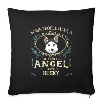 Siberian Husky Dog - Sofa pillowcase 17,3'' x 17,3'' (45 x 45 cm) - black - Front