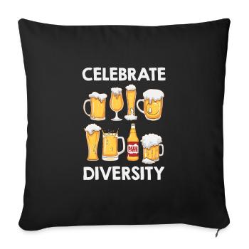 Celebrate Diversity Bier Biertrinker Craftbier - Sofakissenbezug 45 x 45 cm - Schwarz - Vorne