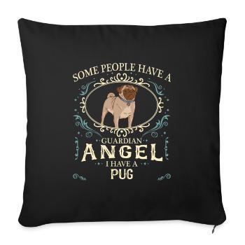 Mops Möpse Hund - Sofakissenbezug 45 x 45 cm - Schwarz - Vorne