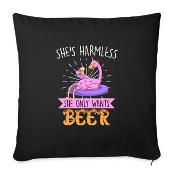 Die tut nix die will nur Bier Flamingo - Sofakissenbezug 45 x 45 cm - Schwarz - Vorne