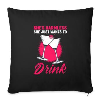 Elle ne fait rien qui veut juste boire un centre commercial - Housse de coussin décorative 45 x 45 cm - noir - Devant