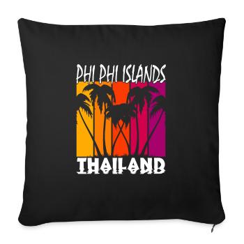 Vintage Phi Phi Islands Thaïlande - Housse de coussin décorative 45 x 45 cm - noir - Devant