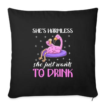 She doesn't do anything she just wants to drink Party Festival - Sofa pillowcase 17,3'' x 17,3'' (45 x 45 cm) - black - Front
