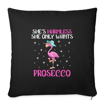 Les dames célèbrent la fête Qui ne veut que du Prosecco - Housse de coussin décorative 45 x 45 cm - noir - Devant