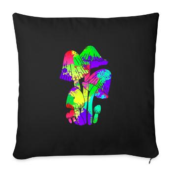 Cueillette de champignons colorées Party - Housse de coussin décorative 45 x 45 cm - noir - Devant