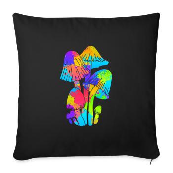 Cueillette de champignons colorées Party - Housse de coussin décorative 45 x 45 cm - noir - Devant