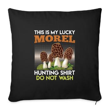 Mein Morchel Glücksshirt Pilzsammler - Sofakissenbezug 45 x 45 cm - Schwarz - Vorne