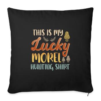 Morchel Jagd Shirt Pilzsammler - Sofakissenbezug 45 x 45 cm - Schwarz - Vorne