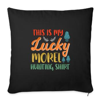 Morchel Jagd Shirt Pilzsammler - Sofakissenbezug 45 x 45 cm - Schwarz - Vorne