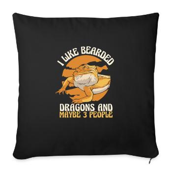Dragon barbu Bartagamen Pogona - Housse de coussin décorative 45 x 45 cm - noir - Devant