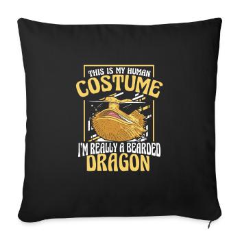 Dragon barbu Bartagamen Pogona - Housse de coussin décorative 45 x 45 cm - noir - Devant