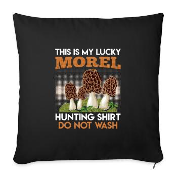 My Morel Lucky Shirt Cueilleur de champignons - Housse de coussin décorative 45 x 45 cm - noir - Devant
