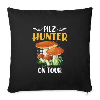 Chasseur de champignons en tournée Cueilleur de champignons - Housse de coussin décorative 45 x 45 cm - noir - Devant