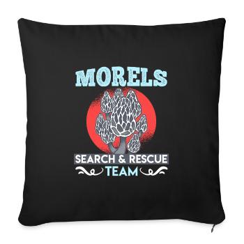 Morel Search & Rescue Team Mushroom Pickers - Sofa pillowcase 17,3'' x 17,3'' (45 x 45 cm) - black - Front