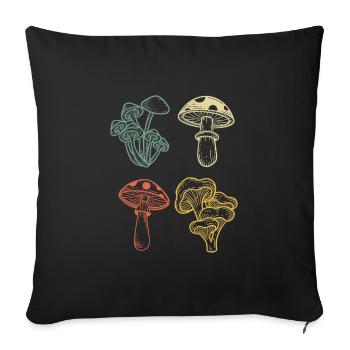 Vintage Mushroom Pickers Pickers - Sofa pillowcase 17,3'' x 17,3'' (45 x 45 cm) - black - Front