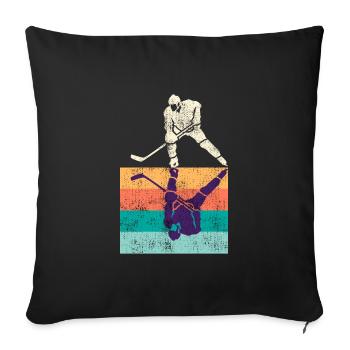 Joueurs de hockey sur glace vintage - Housse de coussin décorative 45 x 45 cm - noir - Devant