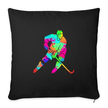 Eishockey Kunst Splash Art Eishockeyspieler - Sofakissenbezug 45 x 45 cm - Schwarz - Vorne
