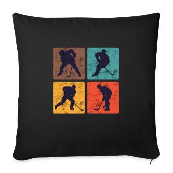 Vintage Eishockey Hockey Spieler - Sofakissenbezug 45 x 45 cm - Schwarz - Vorne