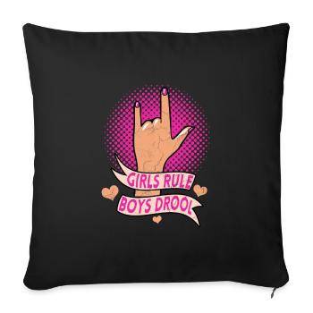 Girls Rule Boys Drool Feminist Women Empowerment - Sofa pillowcase 17,3'' x 17,3'' (45 x 45 cm) - black - Front