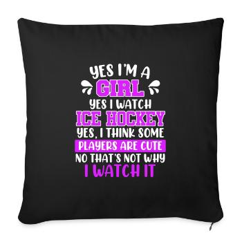 Women's Ice Hockey Fan Hockey Fan Women - Sofa pillowcase 17,3'' x 17,3'' (45 x 45 cm) - black - Front