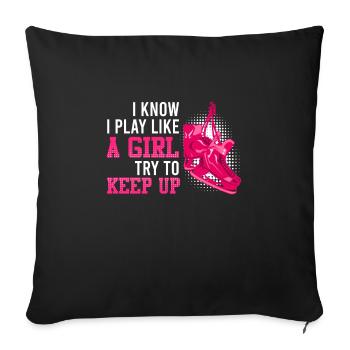 Ice Hockey Girl Try to keep up Hockey Women - Sofa pillowcase 17,3'' x 17,3'' (45 x 45 cm) - black - Front