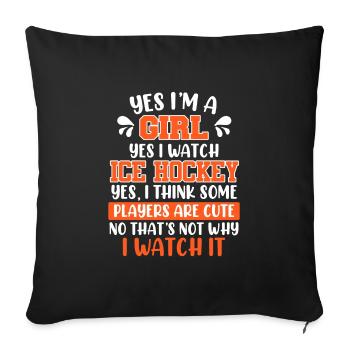 Women's Ice Hockey Fan Hockey Fan Women - Sofa pillowcase 17,3'' x 17,3'' (45 x 45 cm) - black - Front