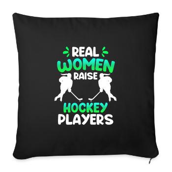 De vraies femmes éduquent les joueuses de hockey - Housse de coussin décorative 45 x 45 cm - noir - Devant
