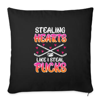 Voler des cœurs comme je vole des rondelles - Housse de coussin décorative 45 x 45 cm - noir - Devant