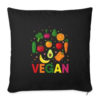 Vegan Plant Based Vegetarian Diet Veganism Veggies - Sofa pillowcase 17,3'' x 17,3'' (45 x 45 cm) - black - Front
