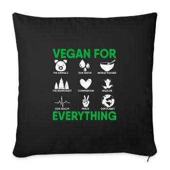 Vegan For Everything Plant Vegetarian Diet Veggies - Sofa pillowcase 17,3'' x 17,3'' (45 x 45 cm) - black - Front