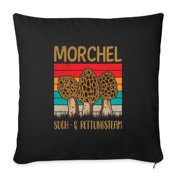 Such & Rettungsteam Morchel Pilzsammler - Sofakissenbezug 45 x 45 cm - Schwarz - Vorne