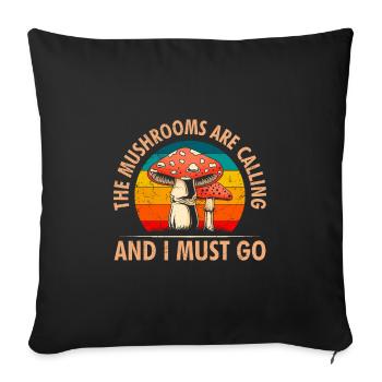 Les champignons appellent les cueilleurs de champignons collectent les cueilleurs de champignons - Housse de coussin décorative 45 x 45 cm - noir - Devant